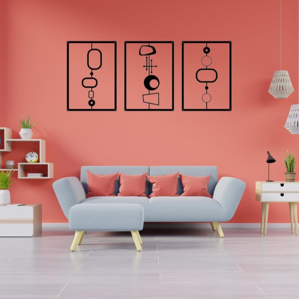 Deanvzes Black Metal Minimalist Geometric Art Abstract Line Decoration Office Living Room Hanging Ornaments Wall decoration (YZ0236)