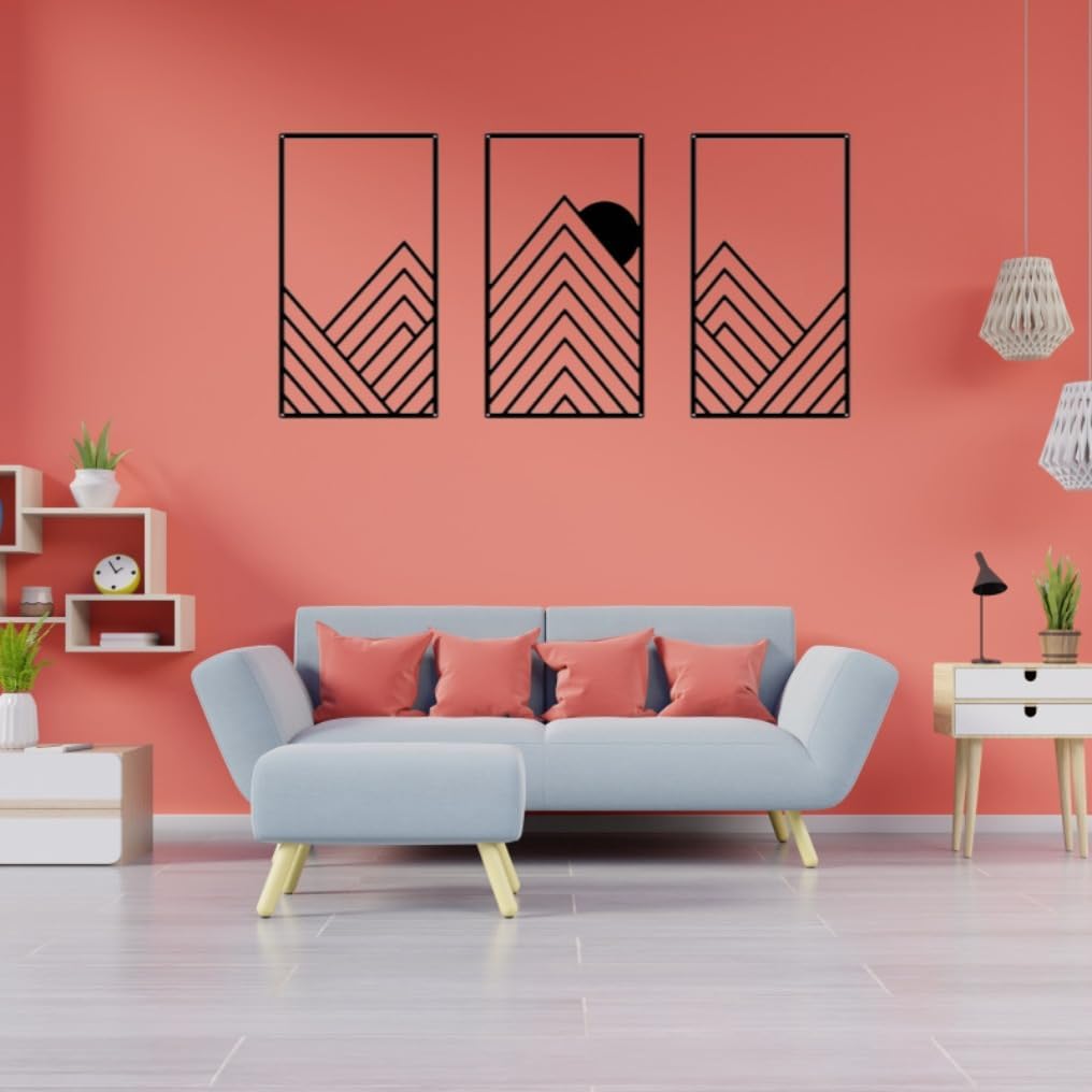 Deanvzes Black Metal Minimalist Geometric Art Abstract Line Decoration Office Living Room Hanging Ornaments Wall decoration (YZ0236)