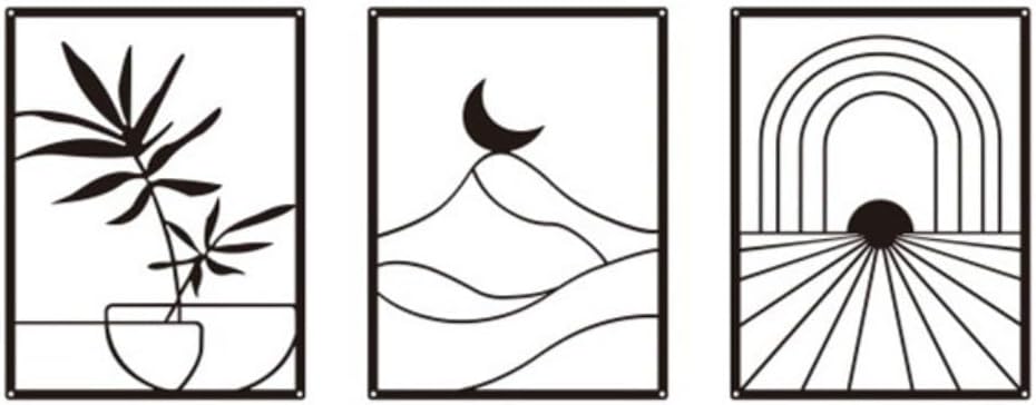 Deanvzes Black Metal Minimalist Geometric Art Abstract Line Decoration Office Living Room Hanging Ornaments Wall decoration (YZ0236)