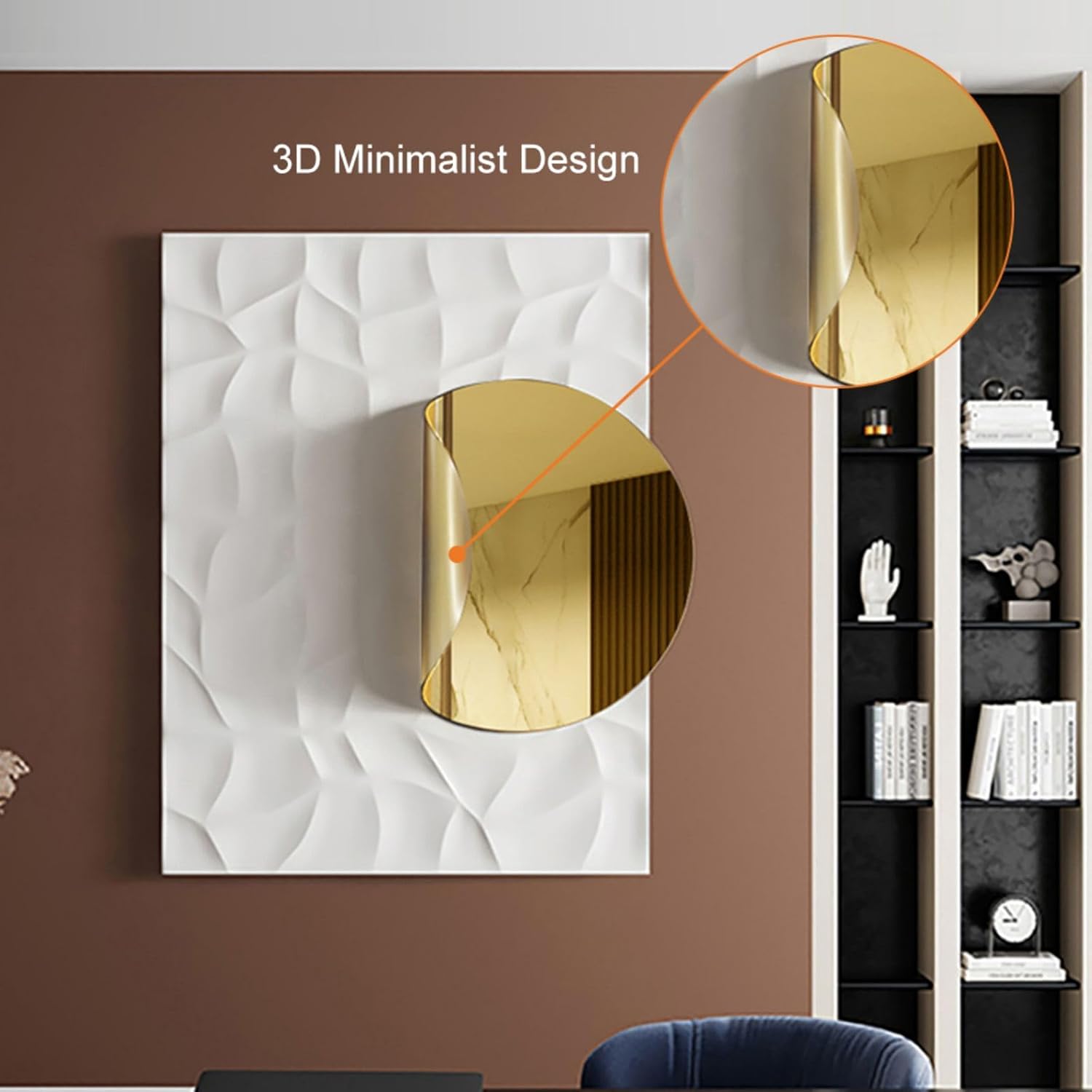 homary Large Modern Metal Wall Art, 3D Geometric Gold Abstract Rectangle Wall Sculpture, Contemporary Wall Hanging Decor for Living Room, Bedroom, Office, Entryway