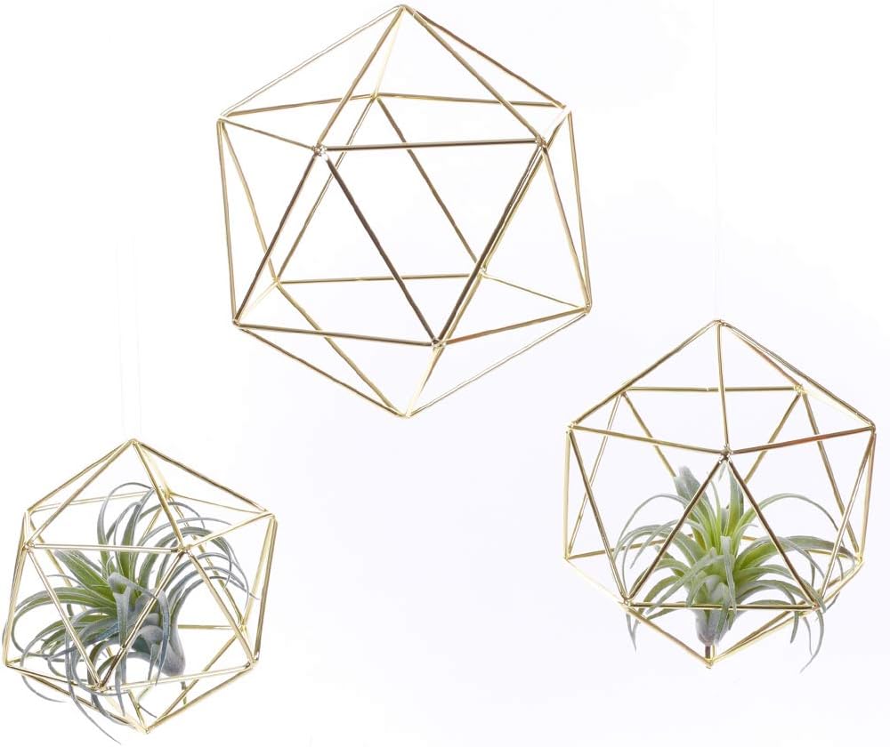Koyal Wholesale Gold Geometric Decor Shapes, Set of 3, Himmelis Prisms Assorted Sizes for 3D Hanging Decorations,