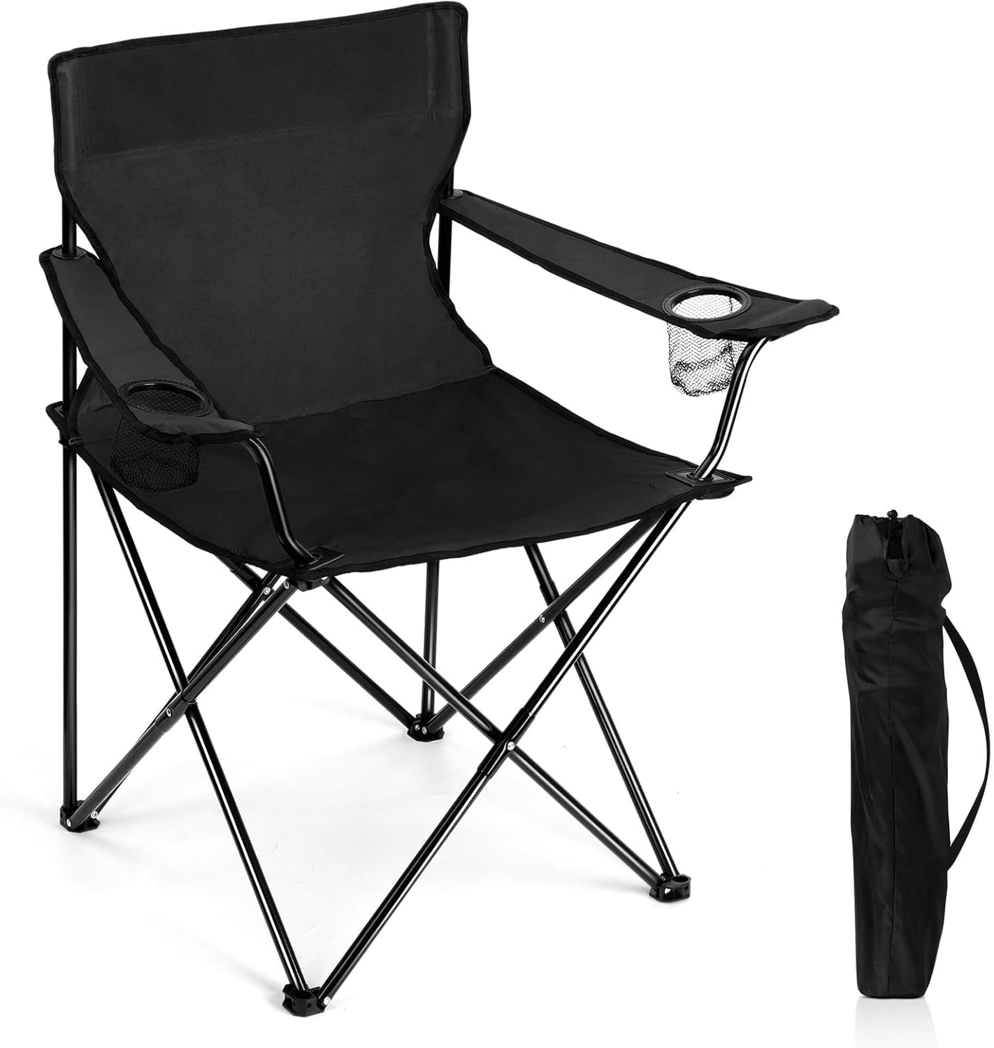Joyfair Portable Camping Chair, Outdoor Lawn Folding Chairs for Adults, Heavy Duty Large Foldable Chairs for Beach, Fishing, Tailgating and More Outdoor Sport, Carry Bag & Cup Holder