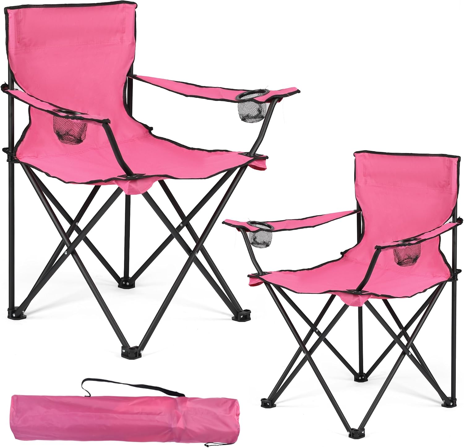 2 Pack Lightweight Camping Chairs for Adults & Teens, 250LBS Capacity Foldable Portable Chairs with Carry Bag, Compact Design for Camping, Beach, Picnics, and Outdoor Events
