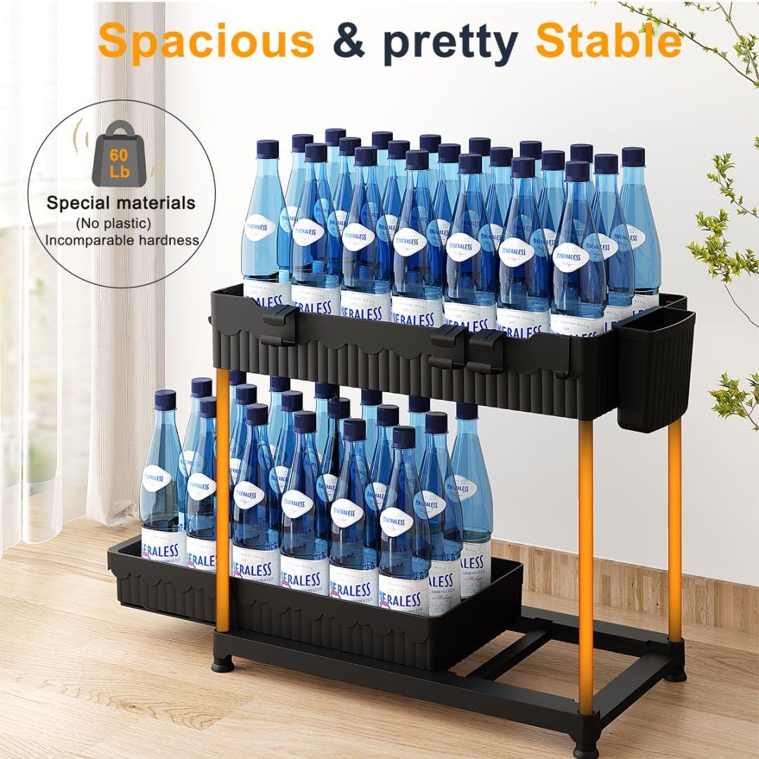 3 Pack Under Sink Organizers, 2-Tier Multi-Use Kitchen and Bathroom Organizers and Storage with Sliding Drawers，Bathroom Cabinet Organizer (Black, 12.8 Inch)