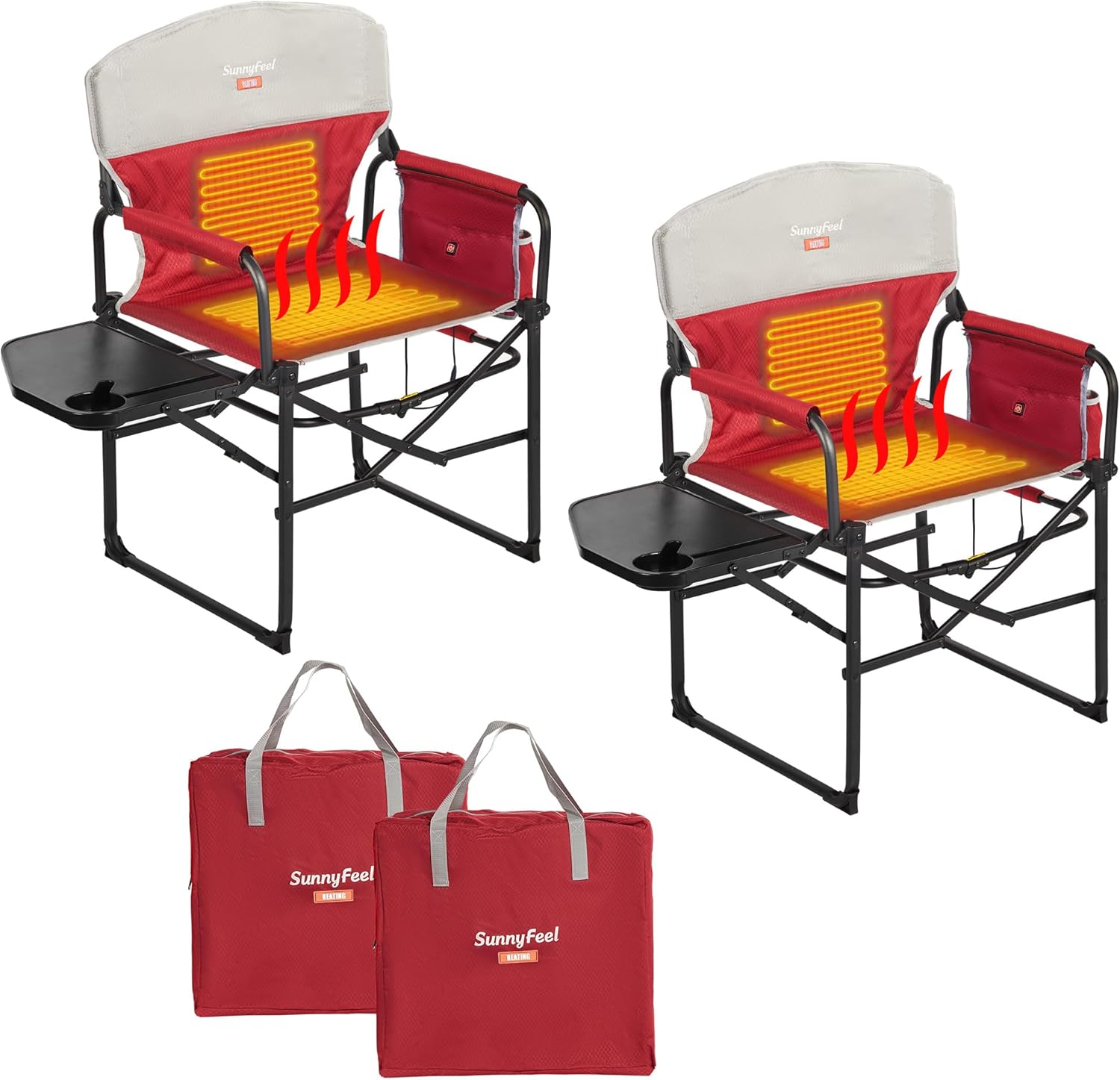 SUNNYFEEL Camping Directors Chair, Heavy Duty,Oversized Portable Folding Chair with Side Table, Pocket for Beach, Fishing,Trip,Picnic,Lawn,Concert Outdoor Foldable Camp Chairs