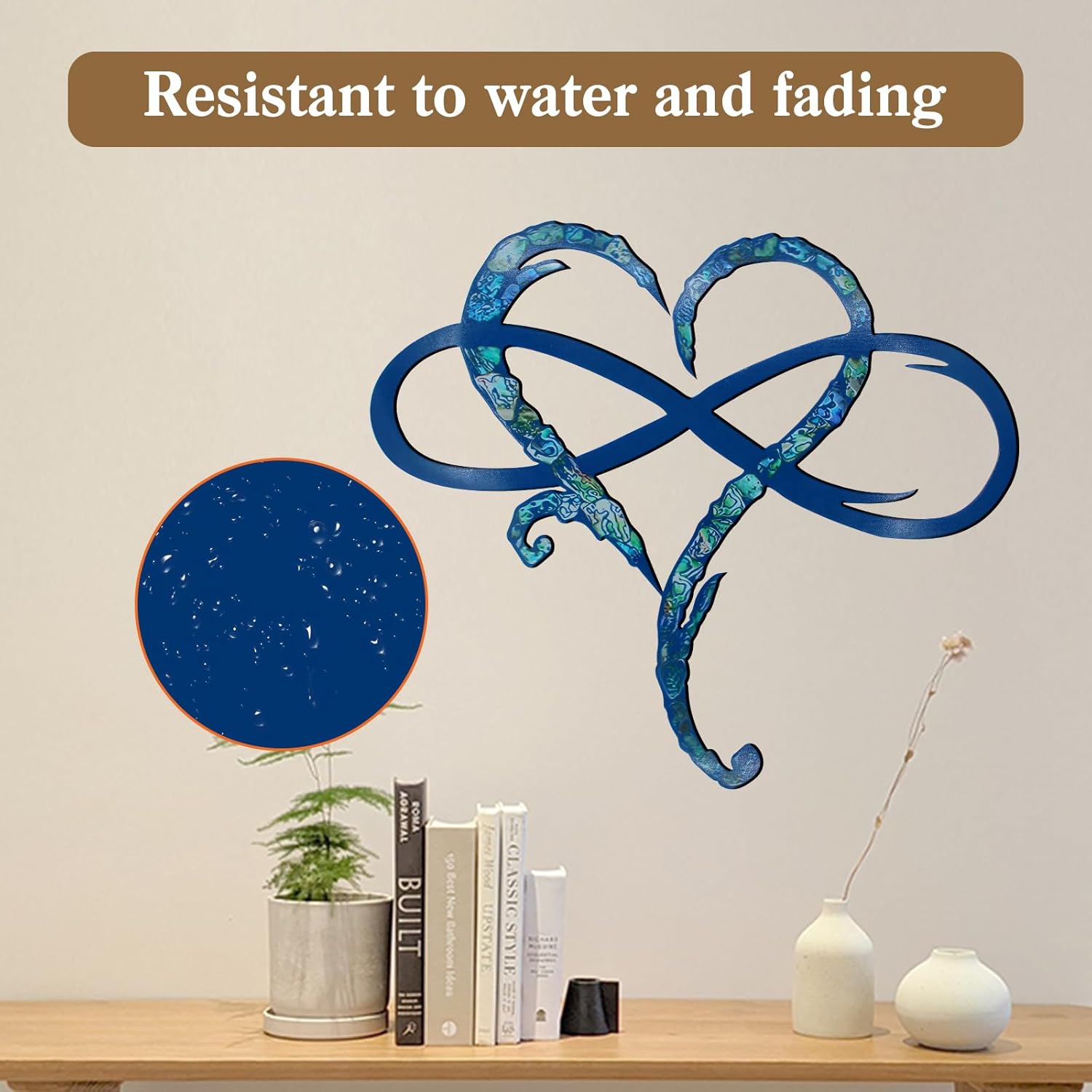 MayLove-US Infinity Heart Metal Wall Decor, Unique Infinity Heart Wall Decor Love Sign Plaque Steel Art Geometric Bedroom Ornaments Cut Out for Home, Wedding Decor