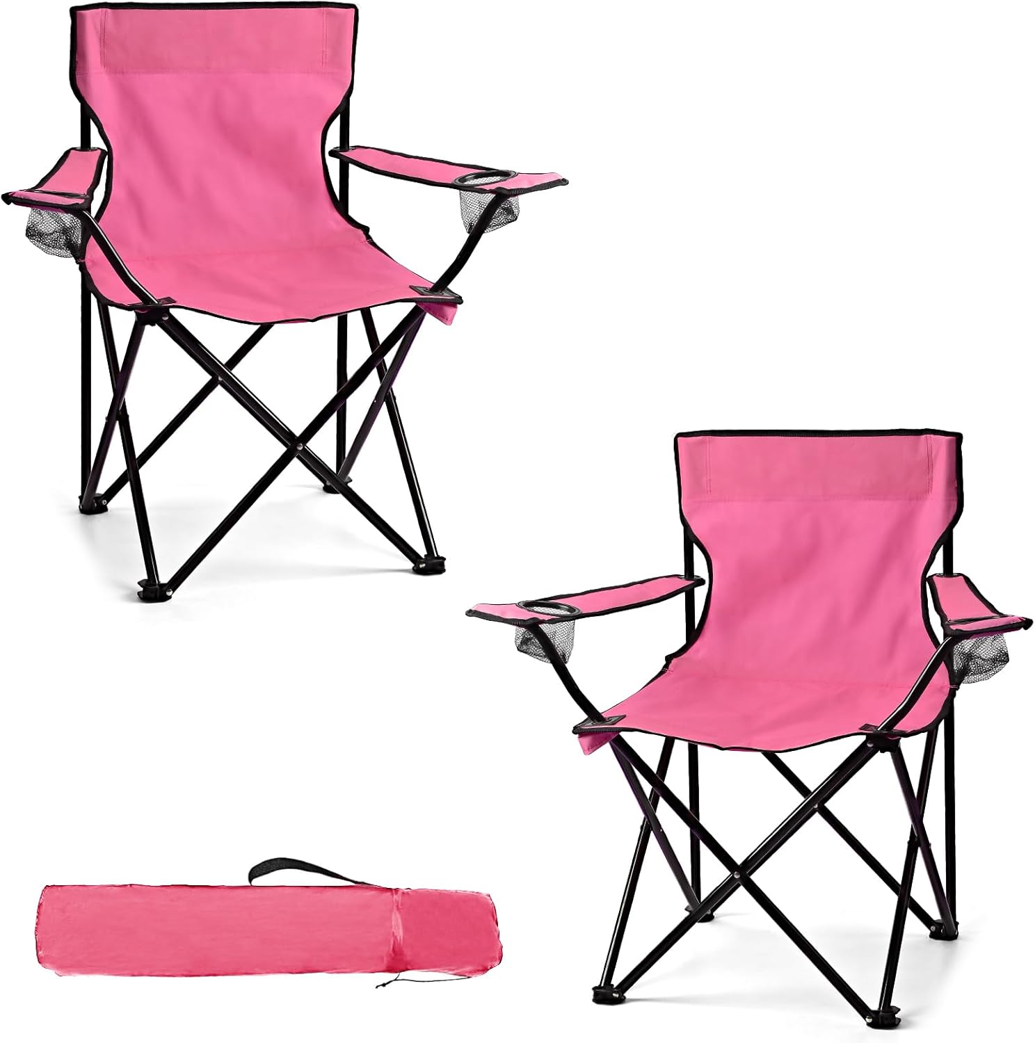 2 Pack Lightweight Camping Chairs for Adults & Teens, 250LBS Capacity Foldable Portable Chairs with Carry Bag, Compact Design for Camping, Beach, Picnics, and Outdoor Events