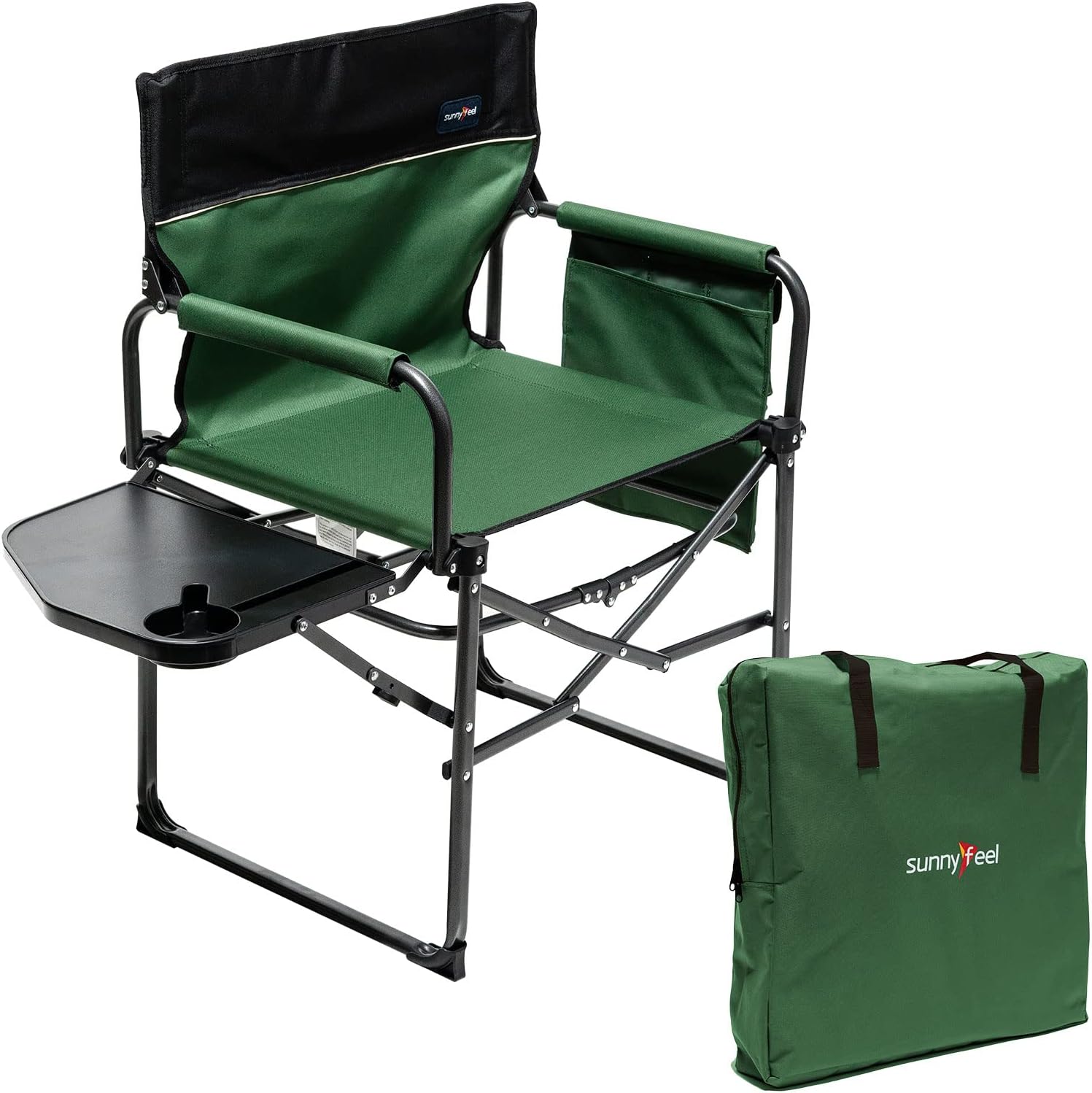 SUNNYFEEL Camping Directors Chair, Heavy Duty,Oversized Portable Folding Chair with Side Table, Pocket for Beach, Fishing,Trip,Picnic,Lawn,Concert Outdoor Foldable Camp Chairs