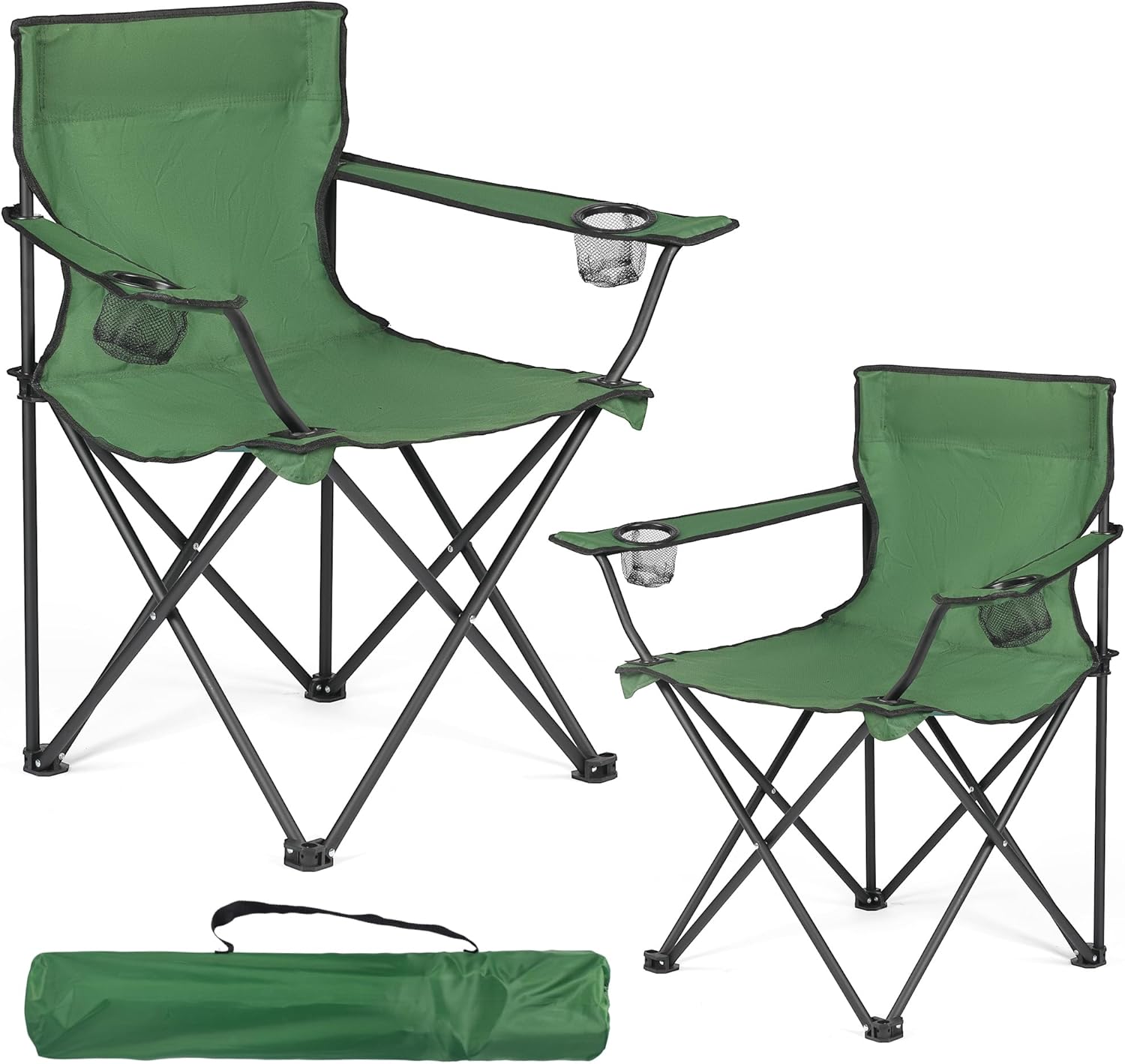 2 Pack Lightweight Camping Chairs for Adults & Teens, 250LBS Capacity Foldable Portable Chairs with Carry Bag, Compact Design for Camping, Beach, Picnics, and Outdoor Events