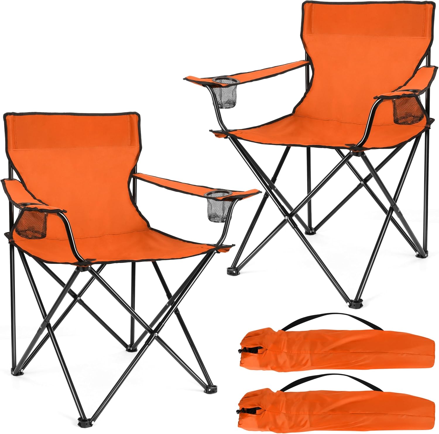 Joyfair Portable Camping Chair, Outdoor Lawn Folding Chairs for Adults, Heavy Duty Large Foldable Chairs for Beach, Fishing, Tailgating and More Outdoor Sport, Carry Bag & Cup Holder